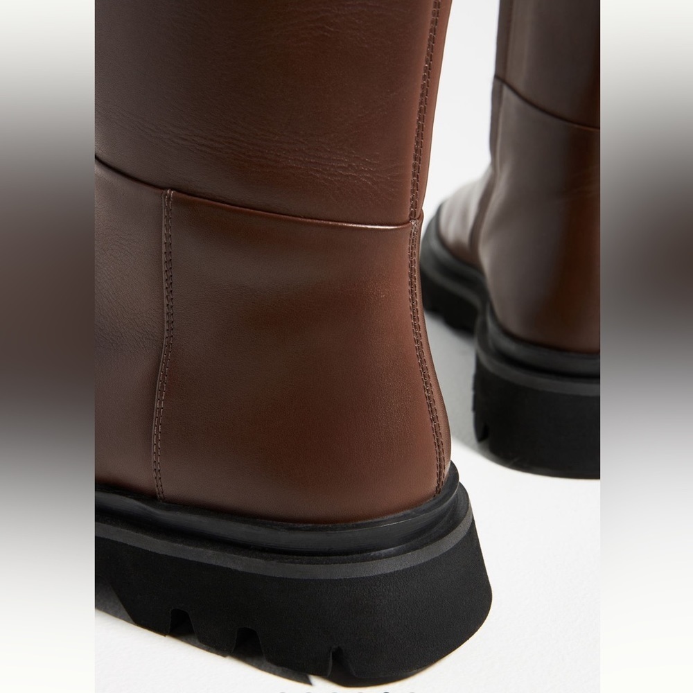 Nwt Anthropologie X Pilcro Leather Chocolate Brown Mid Calf Boots Size 7 — image 6 of 8